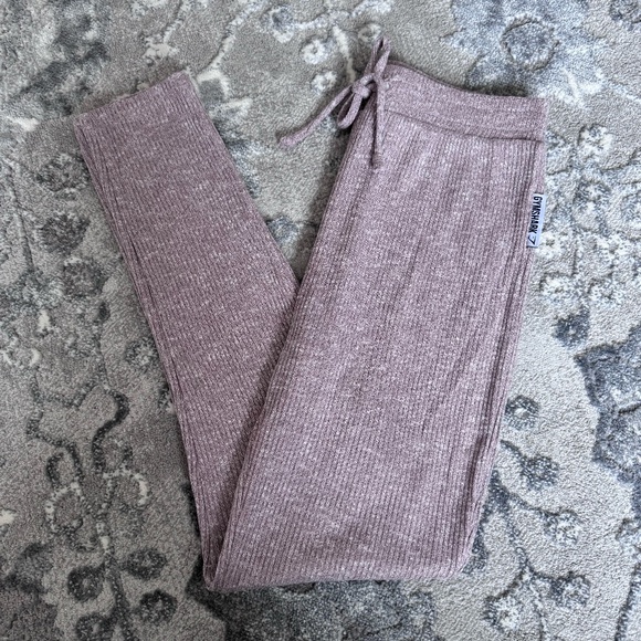 Gymshark Ribbed Knit Lounge Pant Pink Dusty Rose Womens Size Medium - Picture 1 of 6